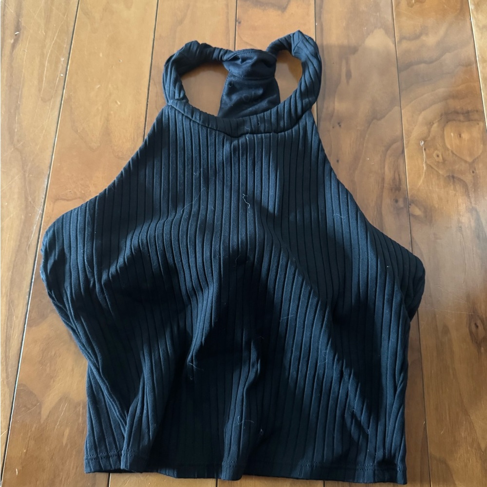 ALO Yoga Black Ribbed Crop Top